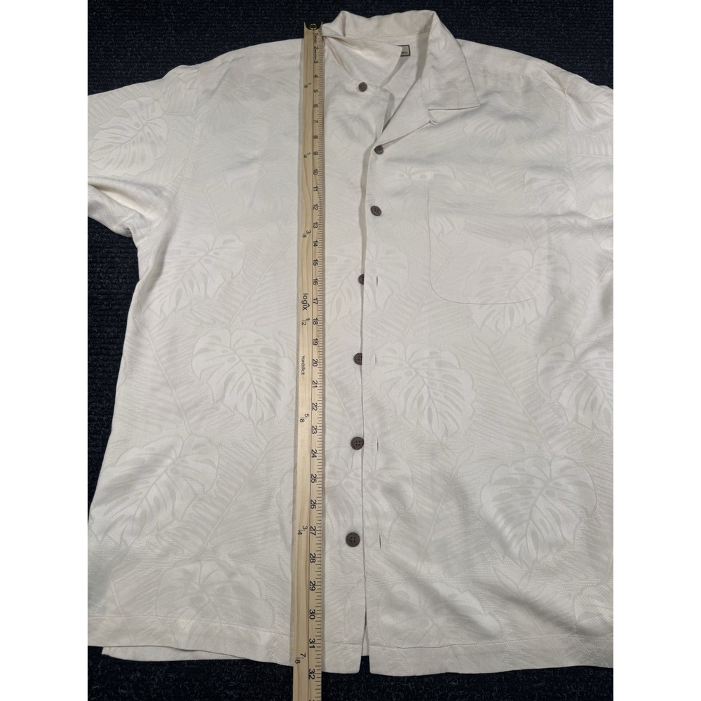 Tommy Bahama Shirt Mens L 100% Silk Ivory Tropical Jacquard Hawaiian Camp - Picture 7 of 7